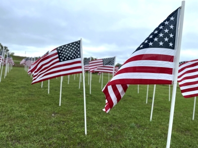 A field of American flags are on display for Memorial Day.