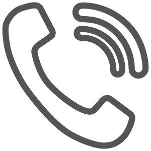 Gray icon of a phone receiver to dial 211 and talk with a call specialist.